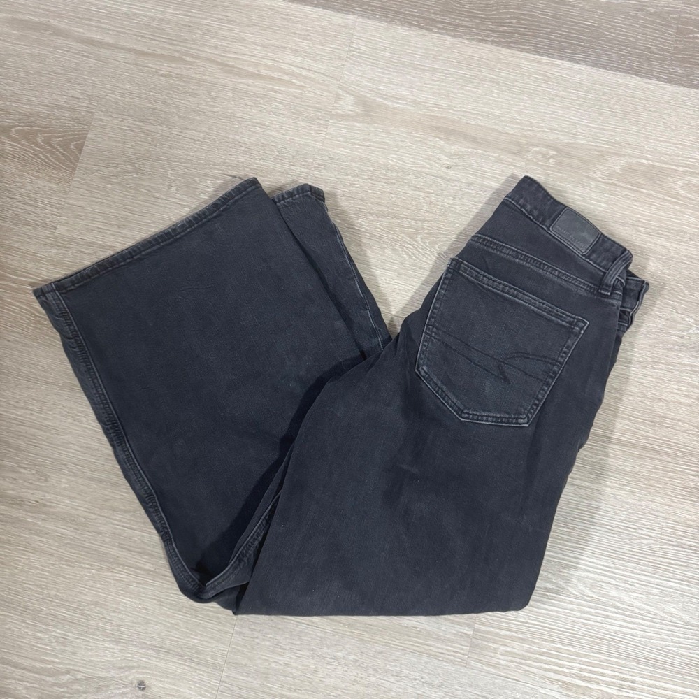 American Eagle Jeans Womens‎ 2 Black Super High Rise Ultra Wide Leg Denim